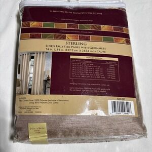 Sterling Faux Silk Panel Grommets Window Curtain Lined Taupe‎ 54 x 84